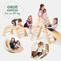 5in1 Montessori Klettergerüst Set: Kletterdreieck mit Rutsche, Kletterbogen, Kletternetz und Kissen, für Kinder 1-7 Jahre – Beige-2