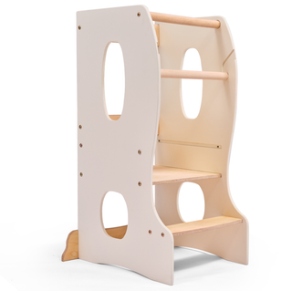 Stabiler Montessori Lernturm: Mitwachsender Kinderstuhl aus Holz – Bild 6