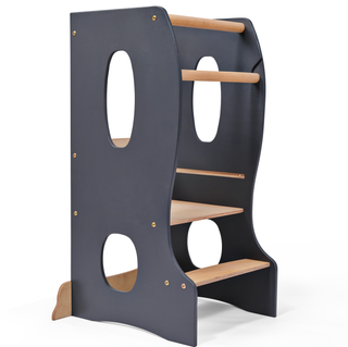 Stabiler Montessori Lernturm: Mitwachsender Kinderstuhl aus Holz – Bild 7