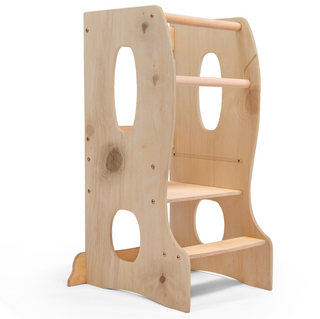 Stabiler Montessori Lernturm: Mitwachsender Kinderstuhl aus Holz – Bild 8
